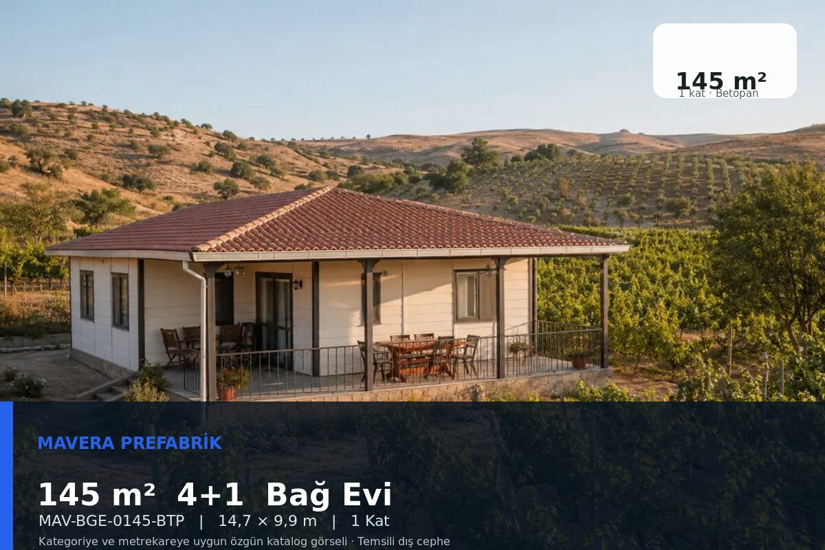 145 m² 4+1 Betopan Bağ Evi