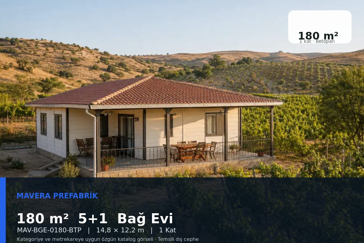 180 m² 5+1 Betopan Bağ Evi