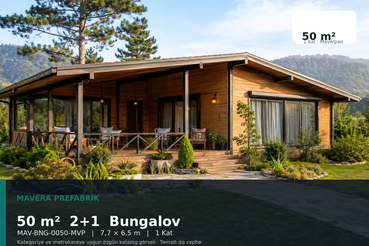 50 m² 2+1 Maverpan Bungalov Ev