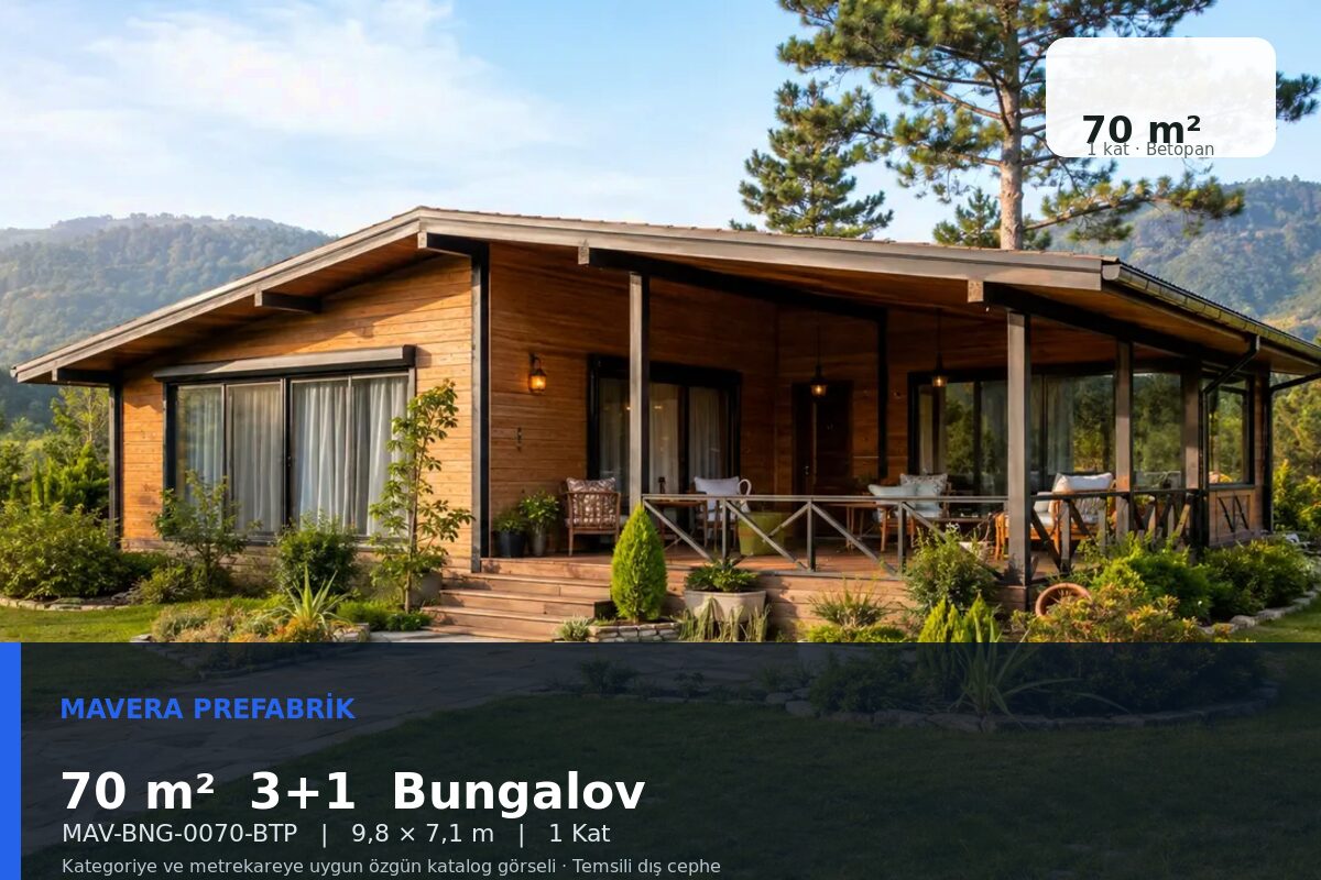 70 m² 3+1 Betopan Bungalov Ev