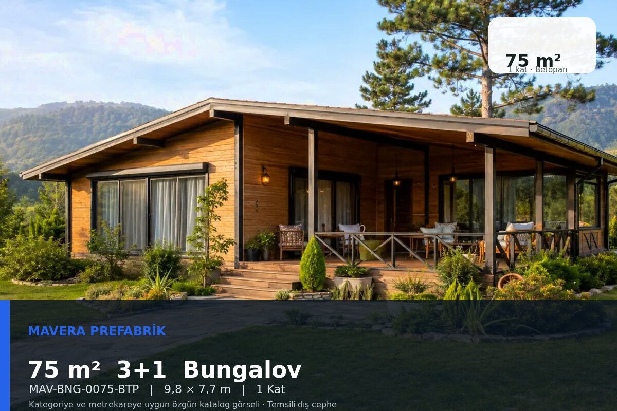 75 m² 3+1 Betopan Bungalov Ev
