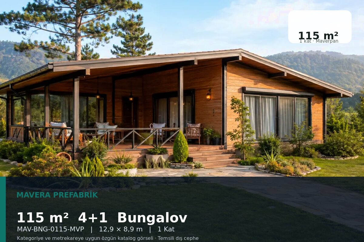 115 m² 4+1 Maverpan Bungalov Ev