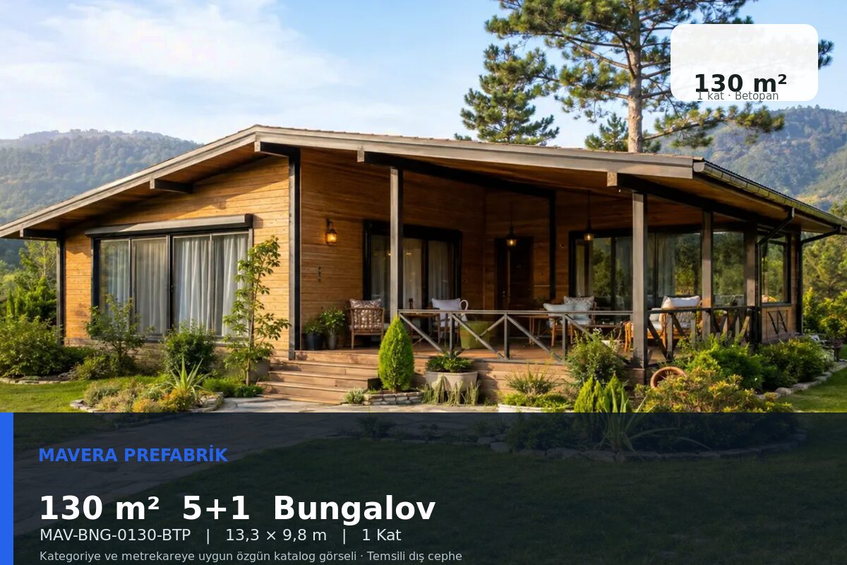 130 m² 5+1 Betopan Bungalov Ev