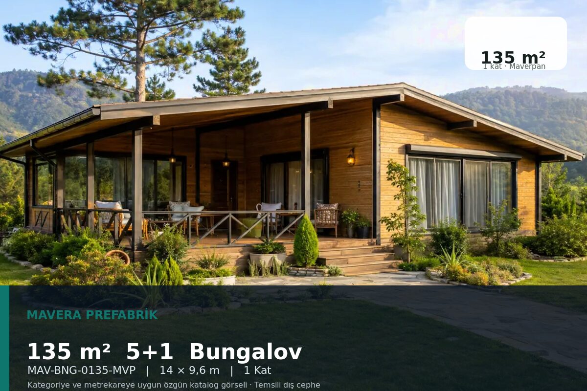 135 m² 5+1 Maverpan Bungalov Ev