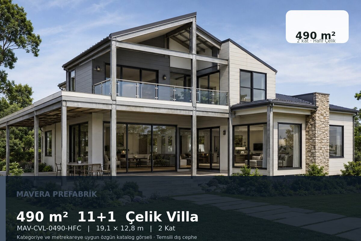 490 m² 11+1 Hafif Çelik Villa