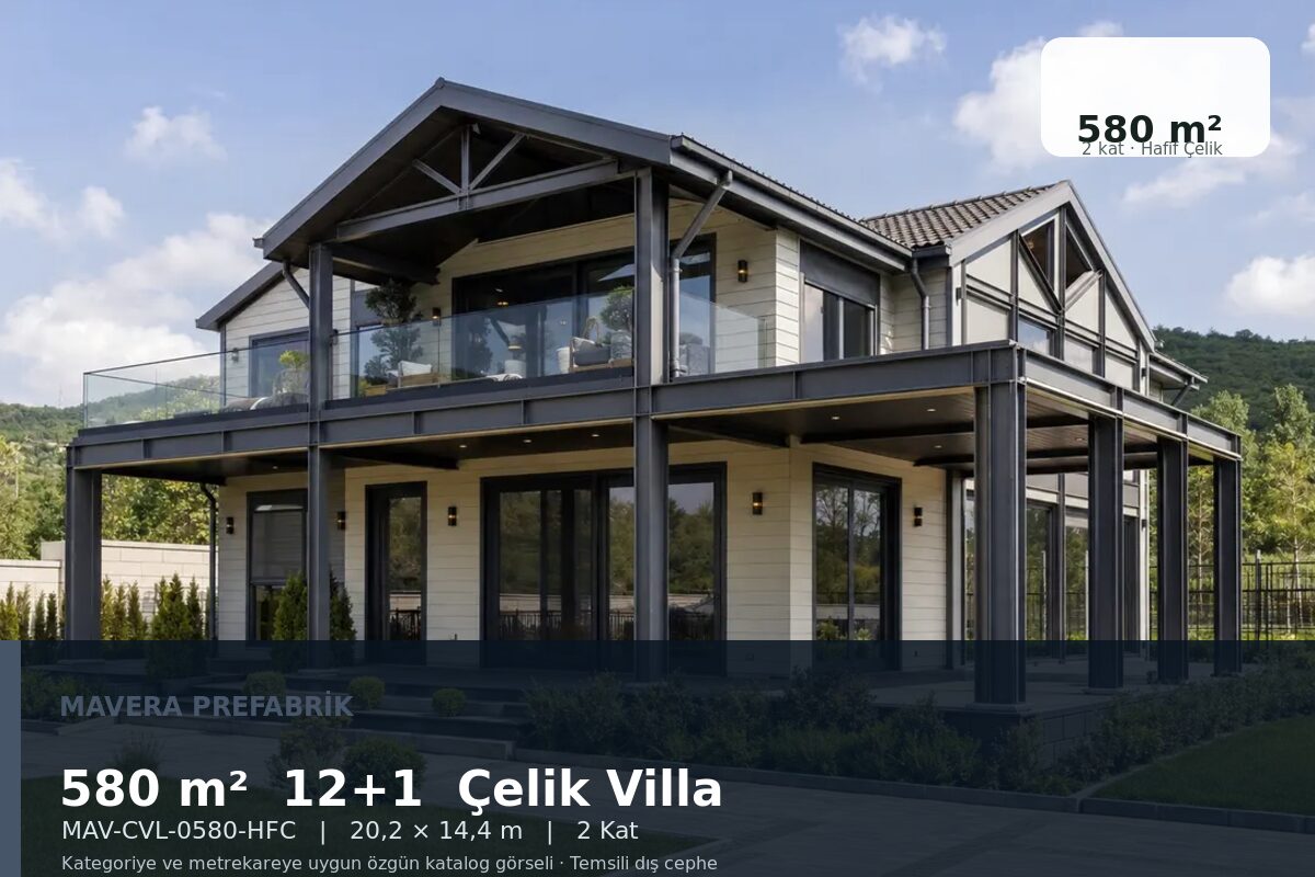 580 m² 12+1 Hafif Çelik Villa