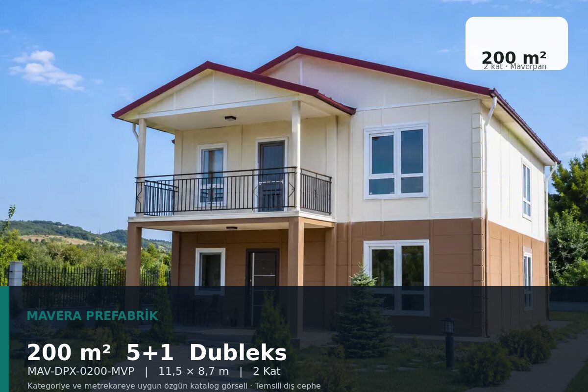 200 m² 5+1 Maverpan Dubleks Prefabrik Ev