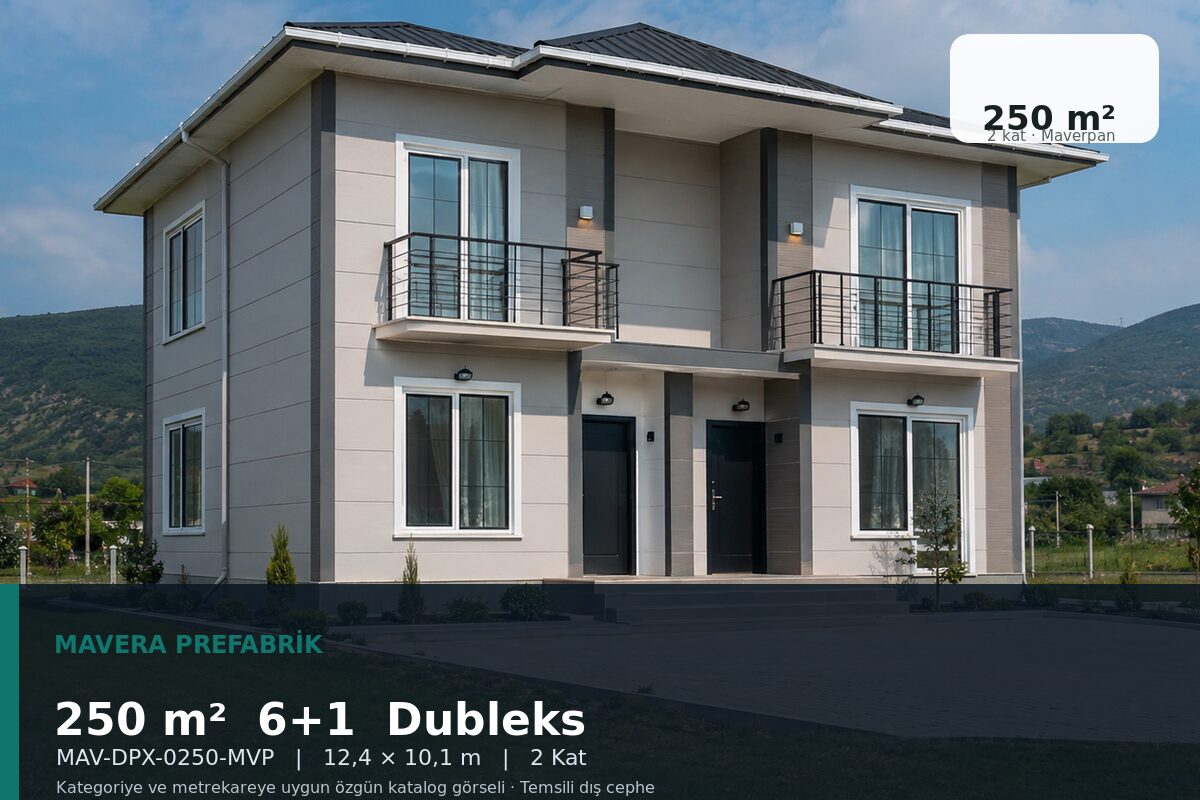 250 m² 6+1 Maverpan Dubleks Prefabrik Ev