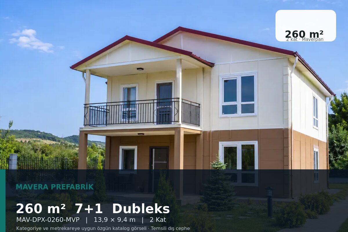 260 m² 7+1 Maverpan Dubleks Prefabrik Ev