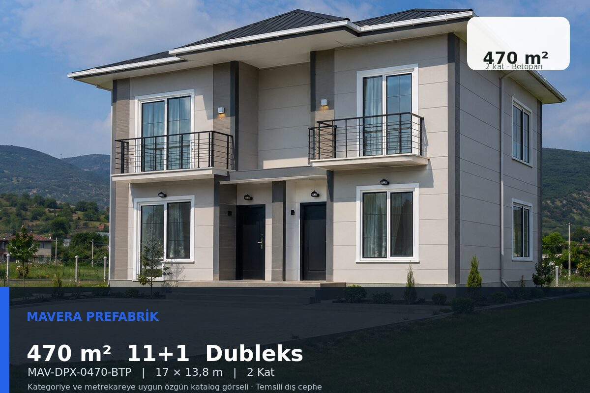 470 m² 11+1 Betopan Dubleks Prefabrik Ev