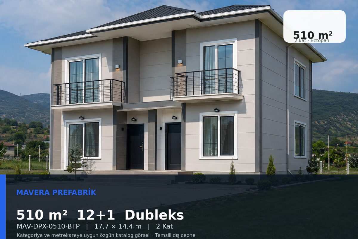 510 m² 12+1 Betopan Dubleks Prefabrik Ev