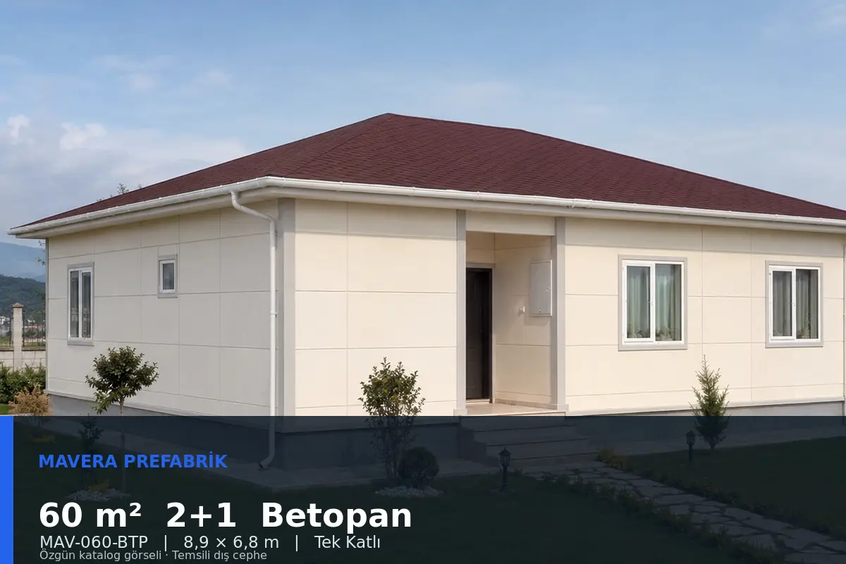 60 m² 2+1 Tek Katlı Betopan Prefabrik Ev