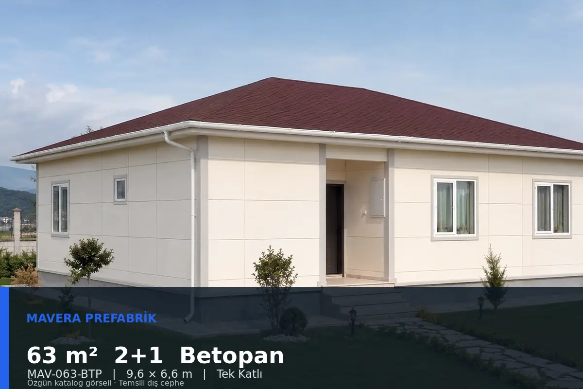 63 m² 2+1 Tek Katlı Betopan Prefabrik Ev