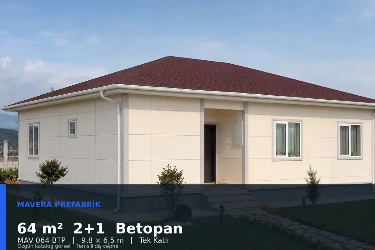 64 m² 2+1 Tek Katlı Betopan Prefabrik Ev