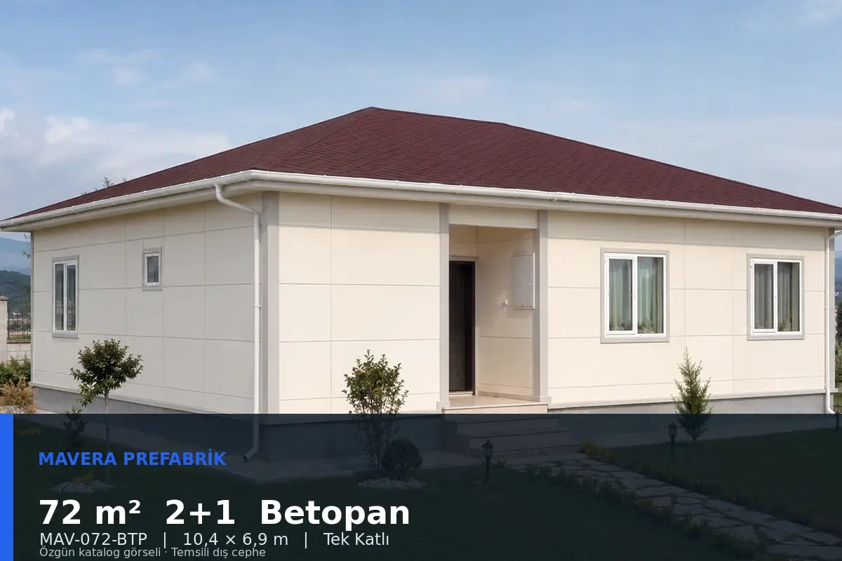 72 m² 2+1 Tek Katlı Betopan Prefabrik Ev