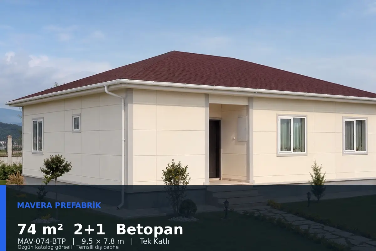 74 m² 2+1 Tek Katlı Betopan Prefabrik Ev