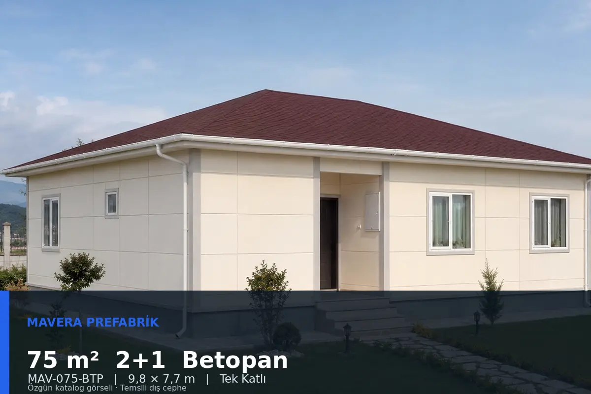 75 m² 2+1 Tek Katlı Betopan Prefabrik Ev