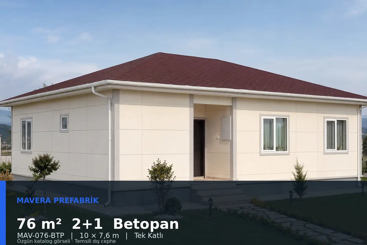 76 m² 2+1 Tek Katlı Betopan Prefabrik Ev