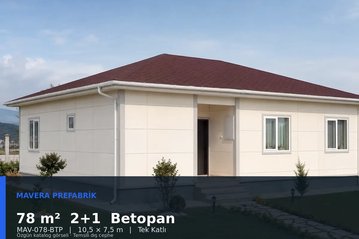 78 m² 2+1 Tek Katlı Betopan Prefabrik Ev