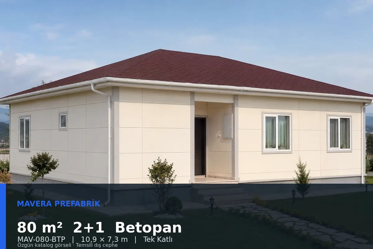 80 m² 2+1 Tek Katlı Betopan Prefabrik Ev