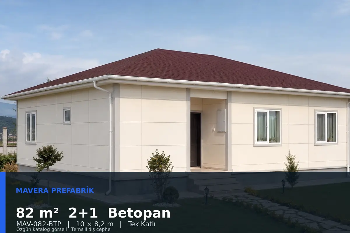 82 m² 2+1 Tek Katlı Betopan Prefabrik Ev