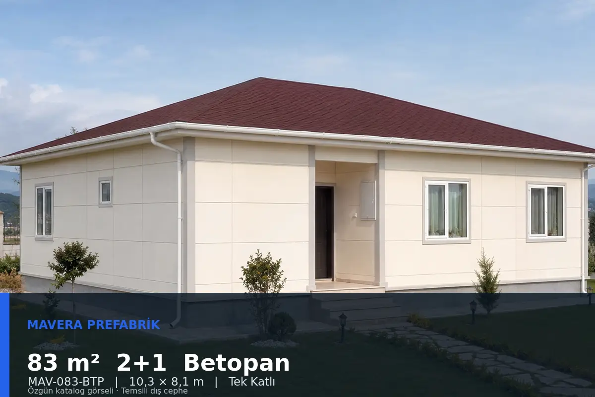 83 m² 2+1 Tek Katlı Betopan Prefabrik Ev