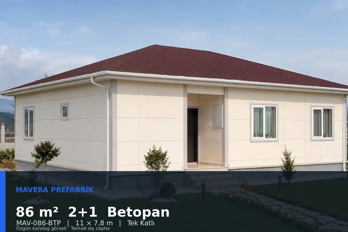 86 m² 2+1 Tek Katlı Betopan Prefabrik Ev