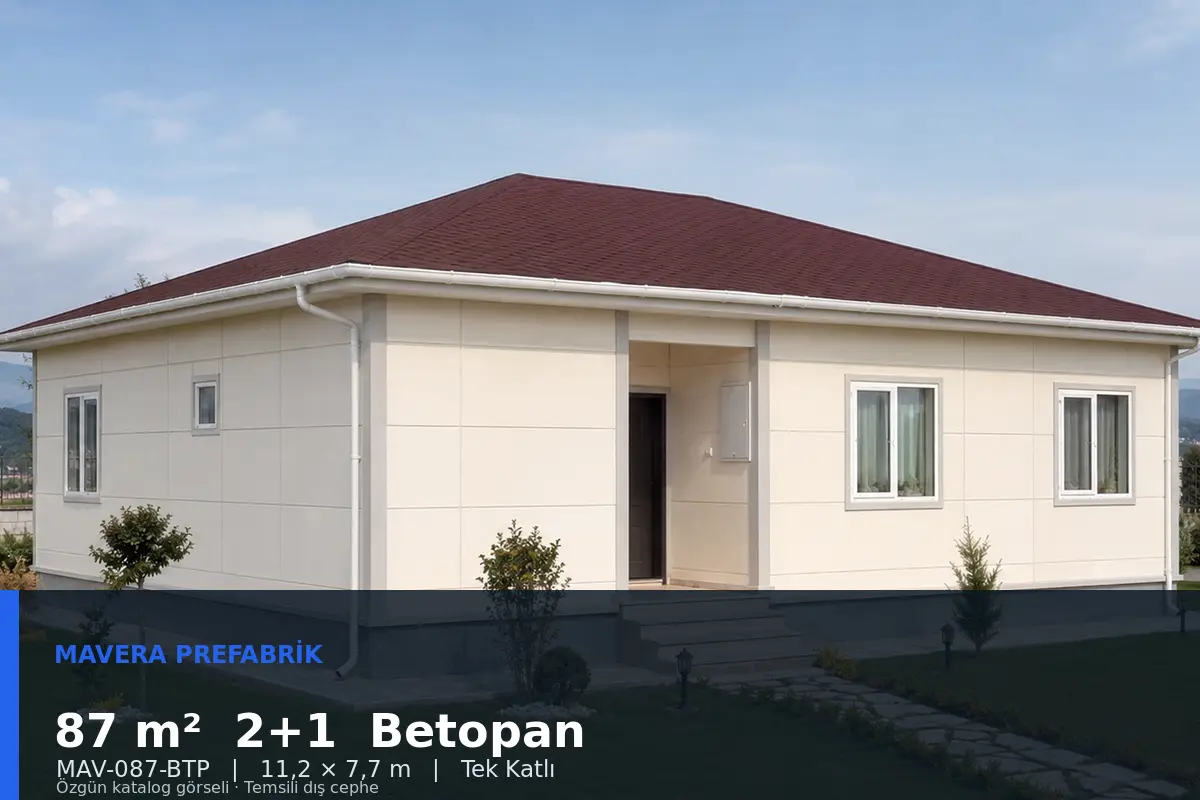 87 m² 2+1 Tek Katlı Betopan Prefabrik Ev