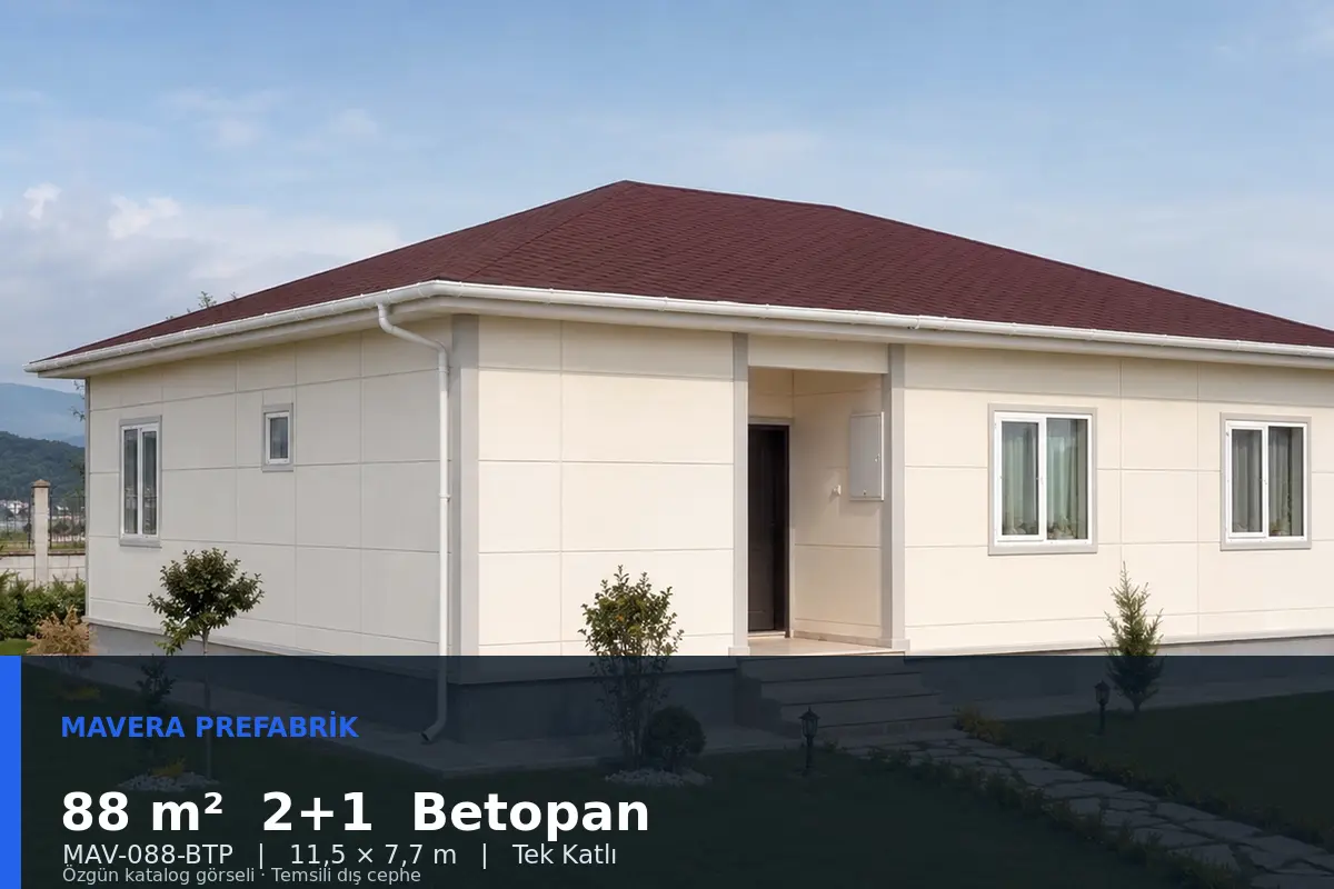 88 m² 2+1 Tek Katlı Betopan Prefabrik Ev