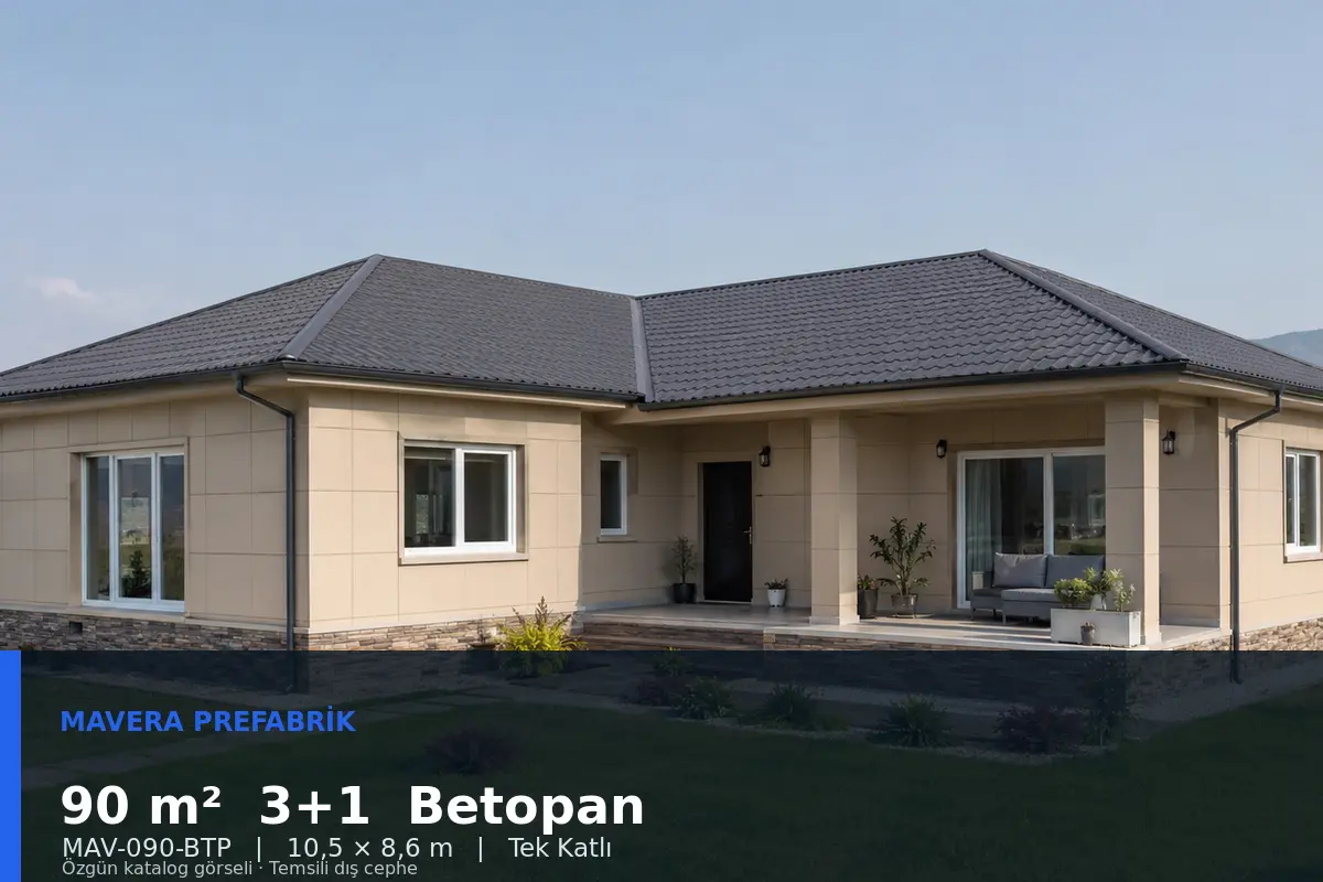 90 m² 3+1 Tek Katlı Betopan Prefabrik Ev