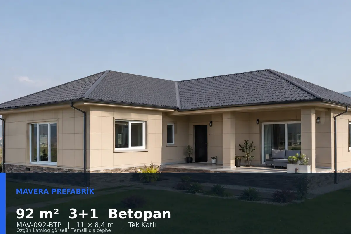 92 m² 3+1 Tek Katlı Betopan Prefabrik Ev