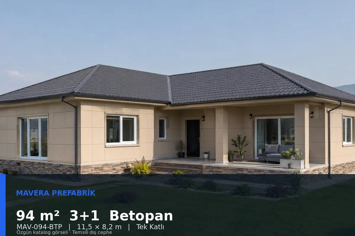 94 m² 3+1 Tek Katlı Betopan Prefabrik Ev