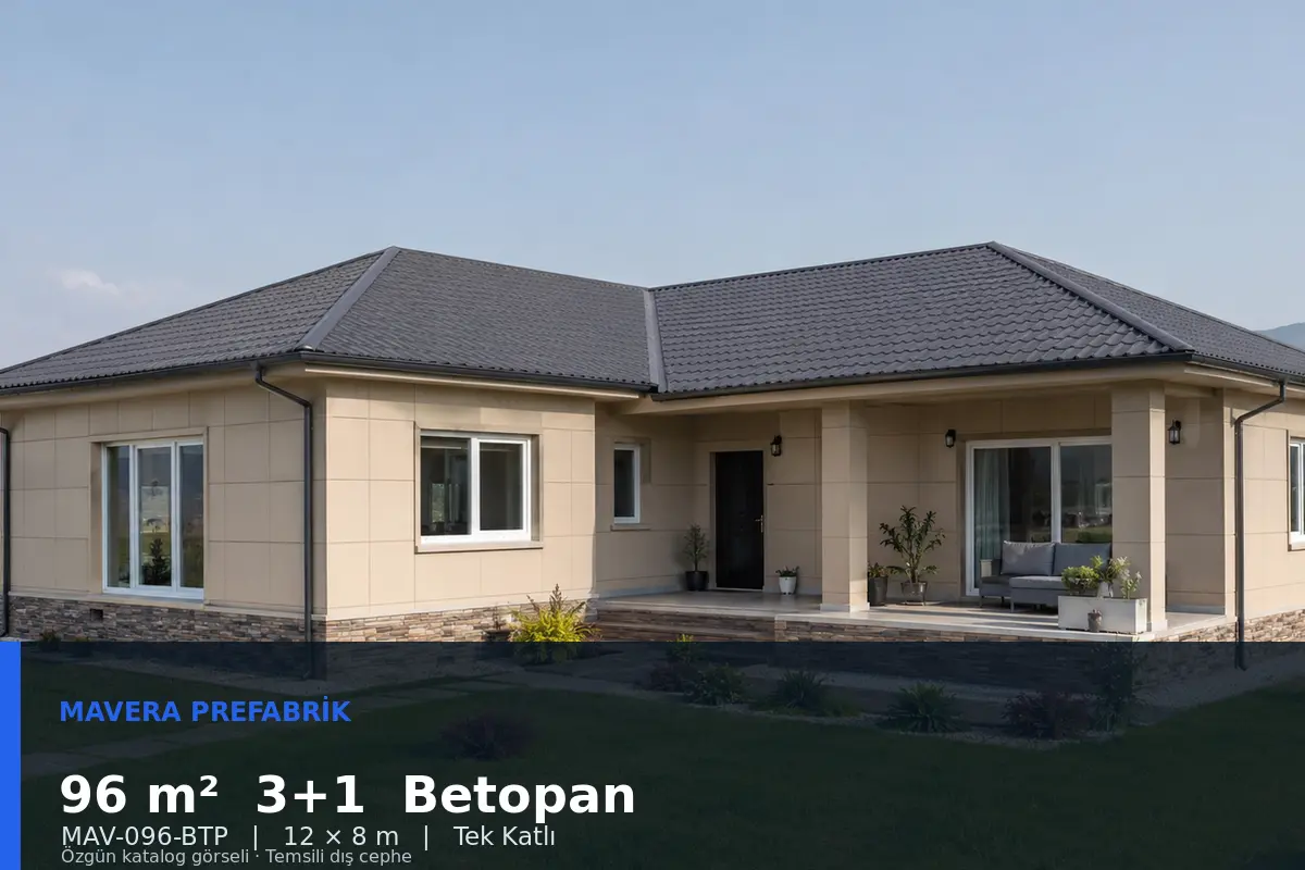 96 m² 3+1 Tek Katlı Betopan Prefabrik Ev