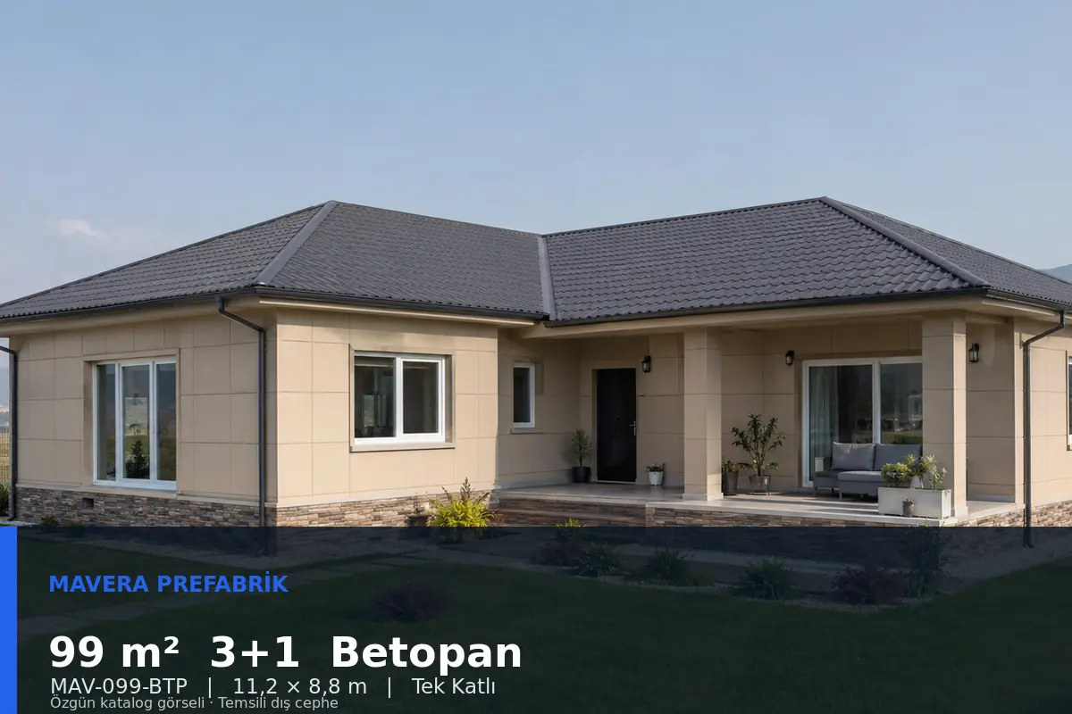 99 m² 3+1 Tek Katlı Betopan Prefabrik Ev