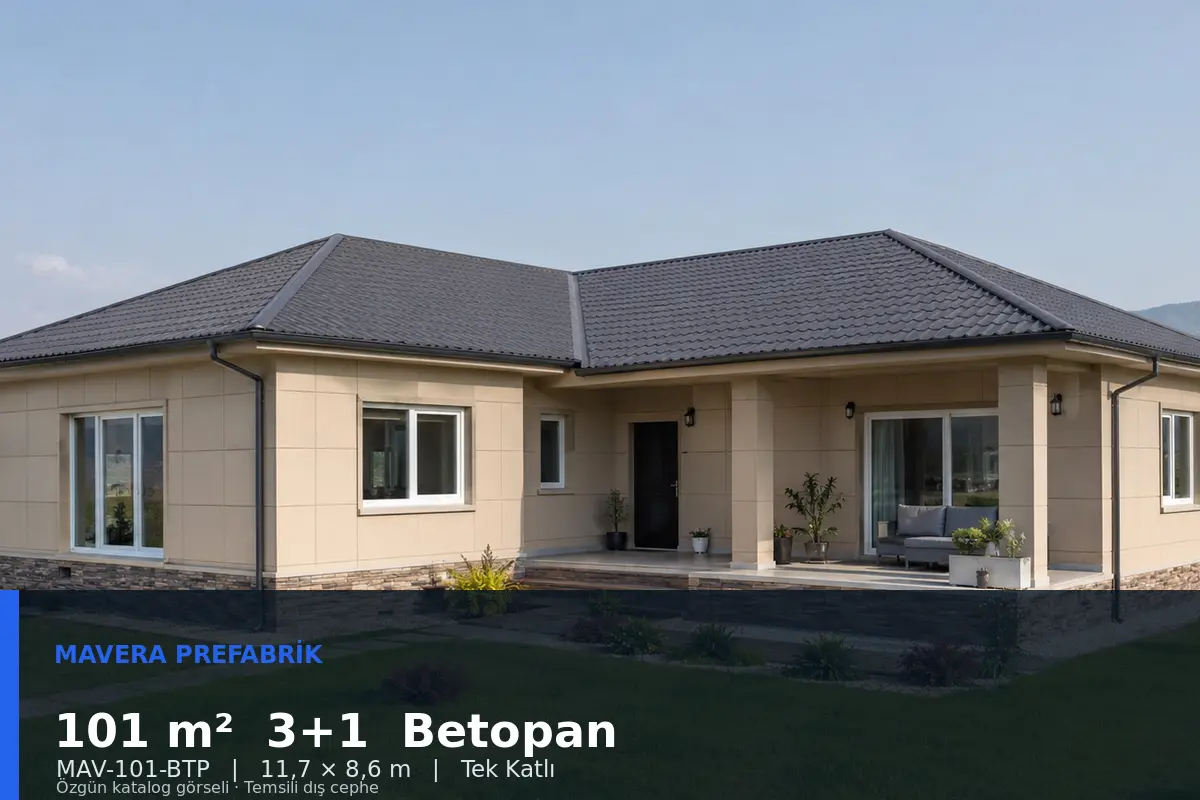 101 m² 3+1 Tek Katlı Betopan Prefabrik Ev