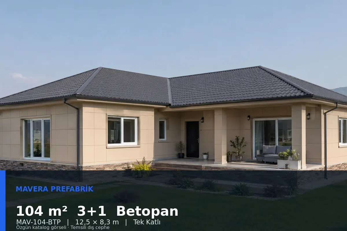 104 m² 3+1 Tek Katlı Betopan Prefabrik Ev