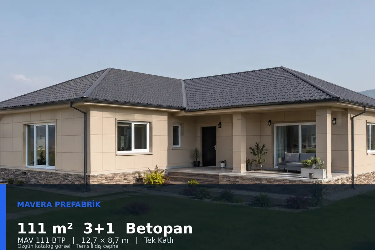 111 m² 3+1 Tek Katlı Betopan Prefabrik Ev