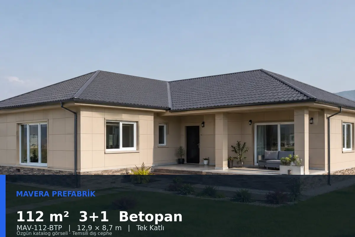 112 m² 3+1 Tek Katlı Betopan Prefabrik Ev