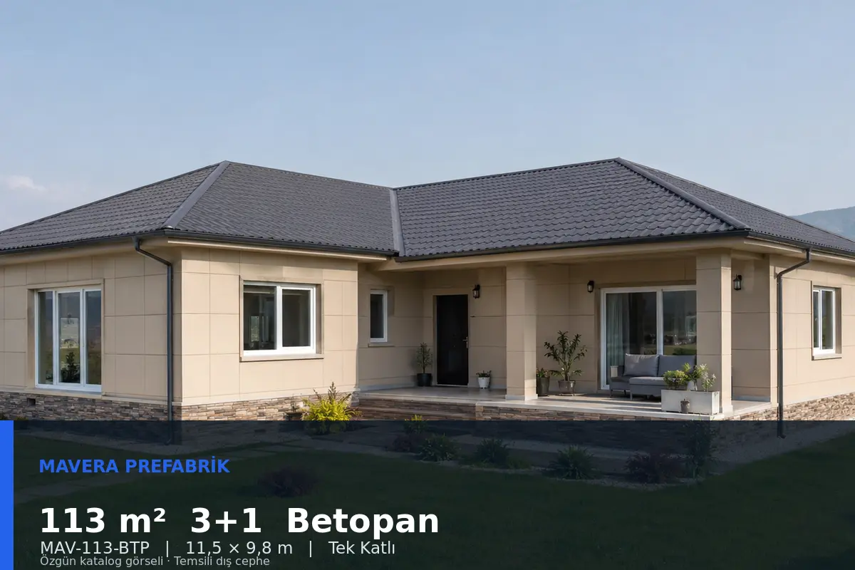 113 m² 3+1 Tek Katlı Betopan Prefabrik Ev