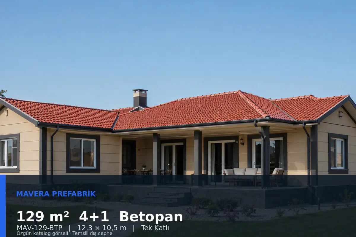 129 m² 4+1 Tek Katlı Betopan Prefabrik Ev