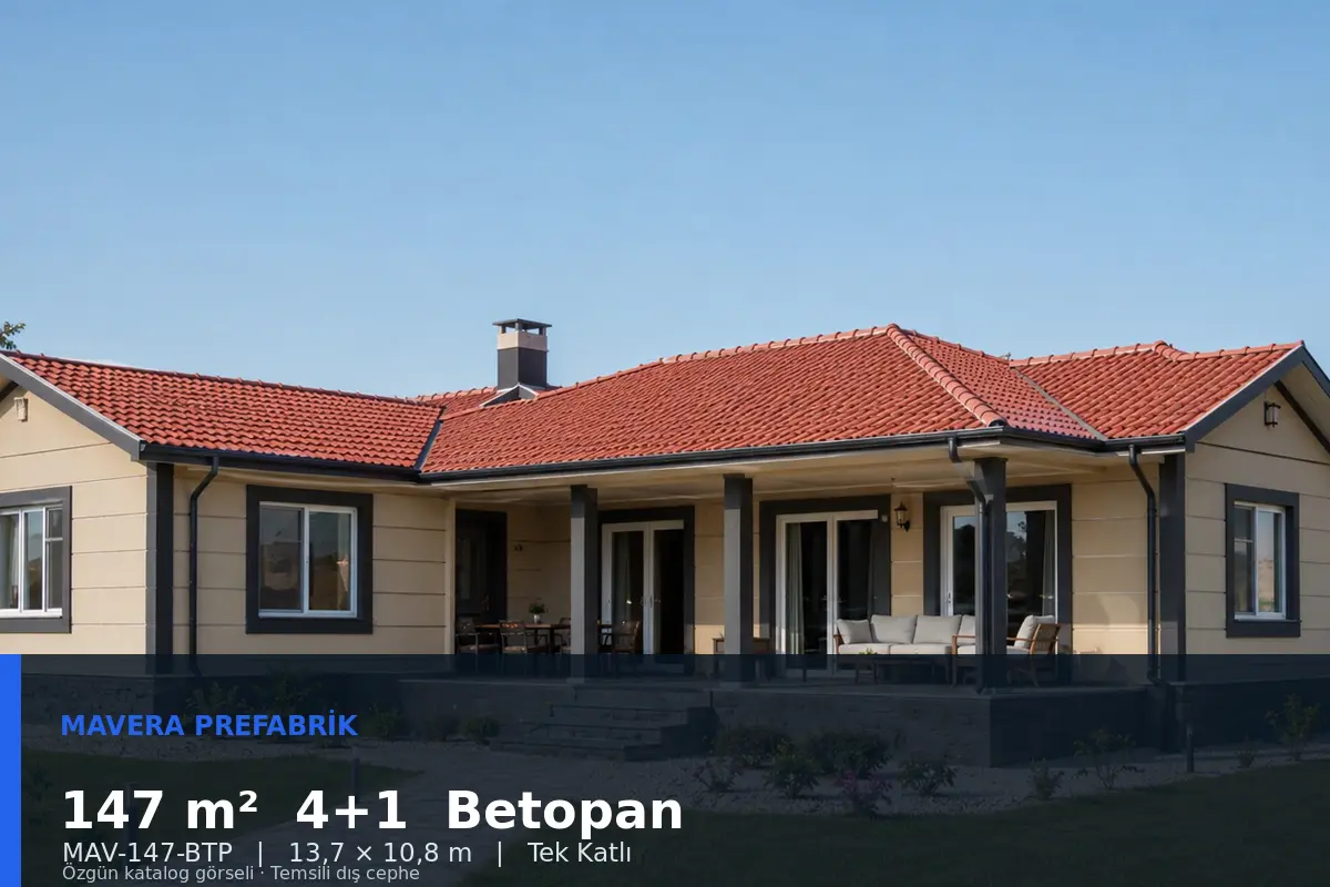 147 m² 4+1 Tek Katlı Betopan Prefabrik Ev