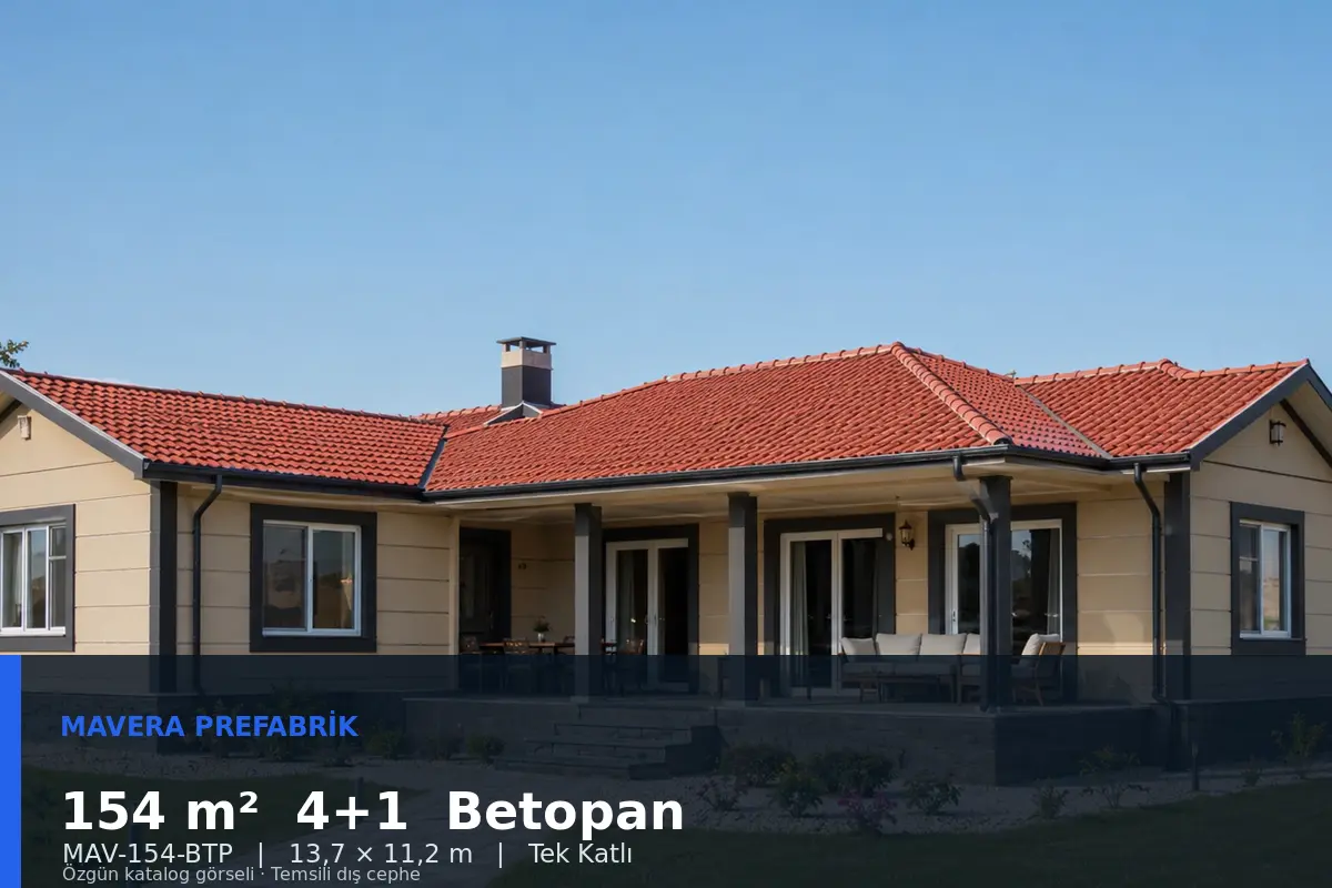 154 m² 4+1 Tek Katlı Betopan Prefabrik Ev