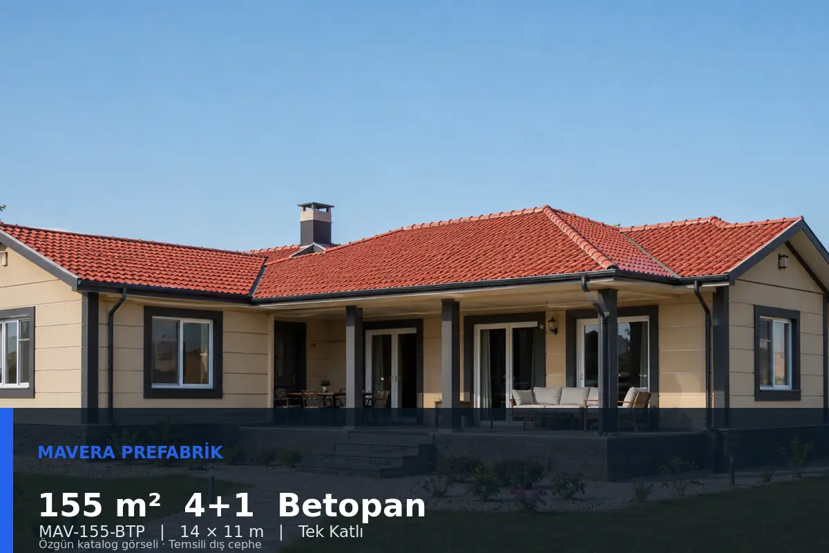 155 m² 4+1 Tek Katlı Betopan Prefabrik Ev