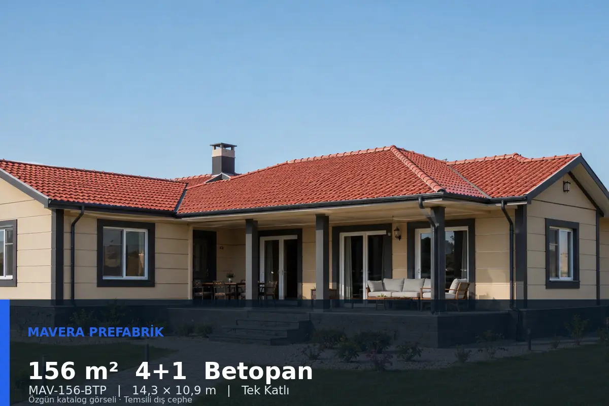 156 m² 4+1 Tek Katlı Betopan Prefabrik Ev