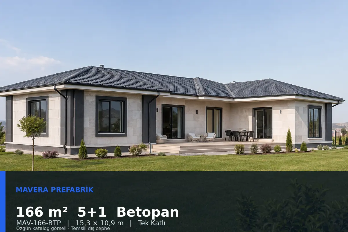 166 m² 5+1 Tek Katlı Betopan Prefabrik Ev