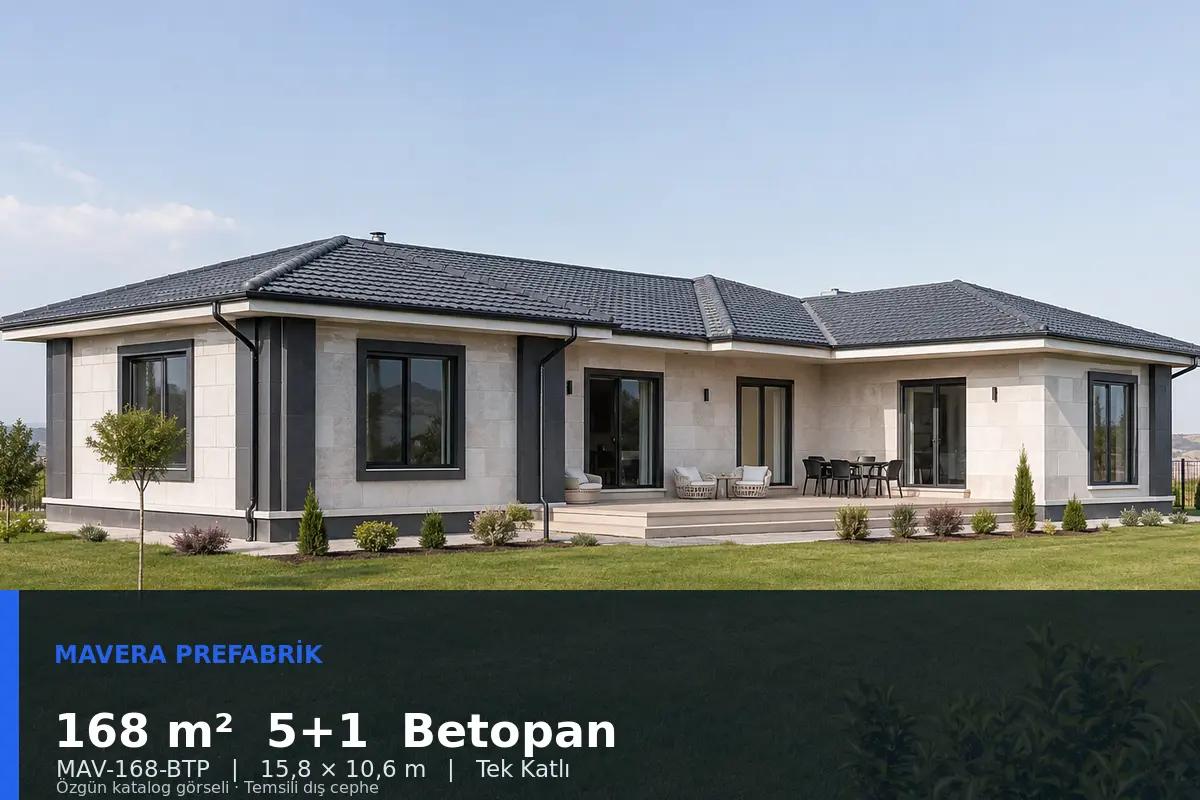 168 m² 5+1 Tek Katlı Betopan Prefabrik Ev
