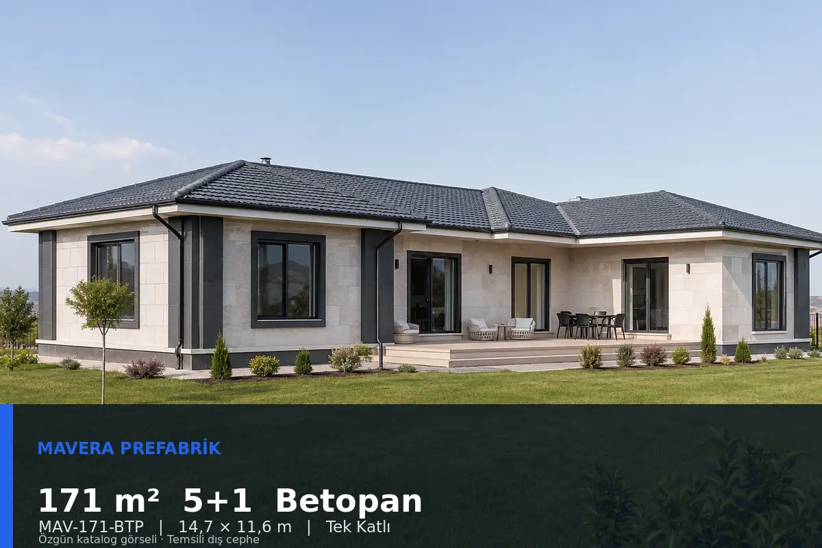 171 m² 5+1 Tek Katlı Betopan Prefabrik Ev