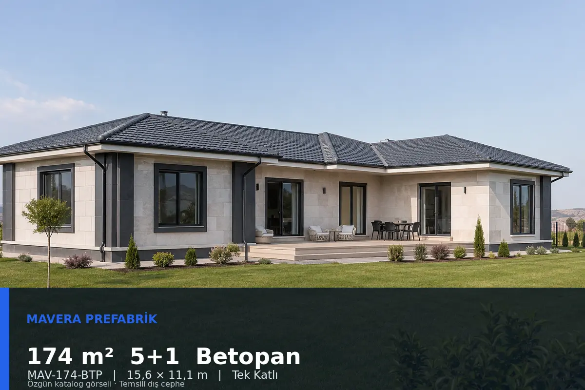 174 m² 5+1 Tek Katlı Betopan Prefabrik Ev