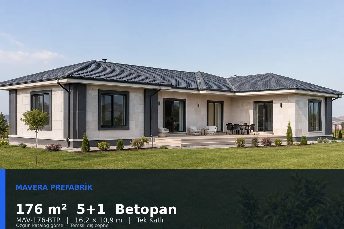 176 m² 5+1 Tek Katlı Betopan Prefabrik Ev