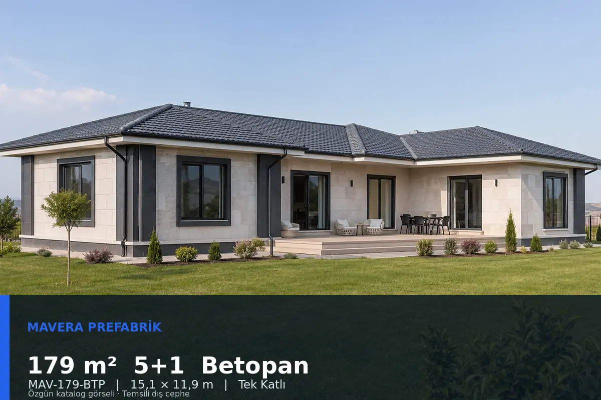 179 m² 5+1 Tek Katlı Betopan Prefabrik Ev